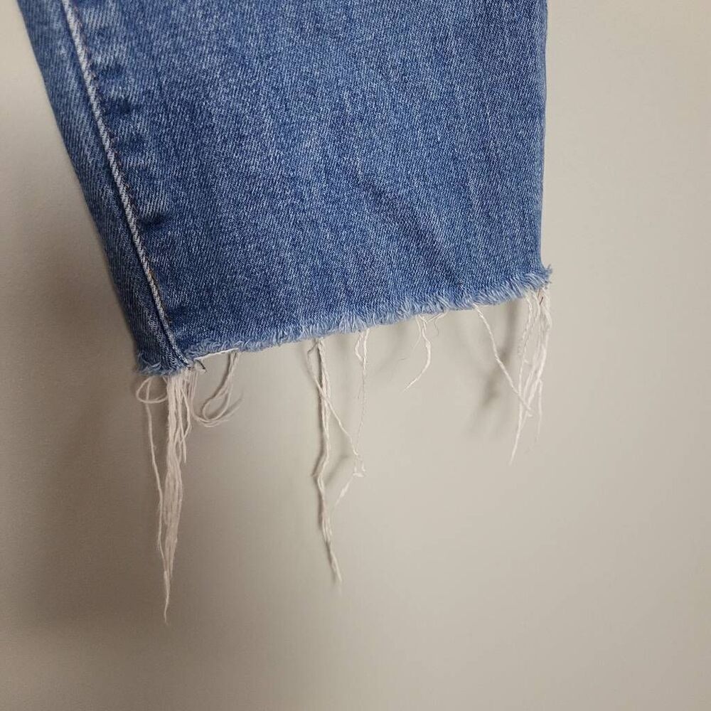 Madewell Womens High Rise Slim Crop Boyjean Sz 25 Blue Distressed Raw Hem Casual - Picture 3 of 10